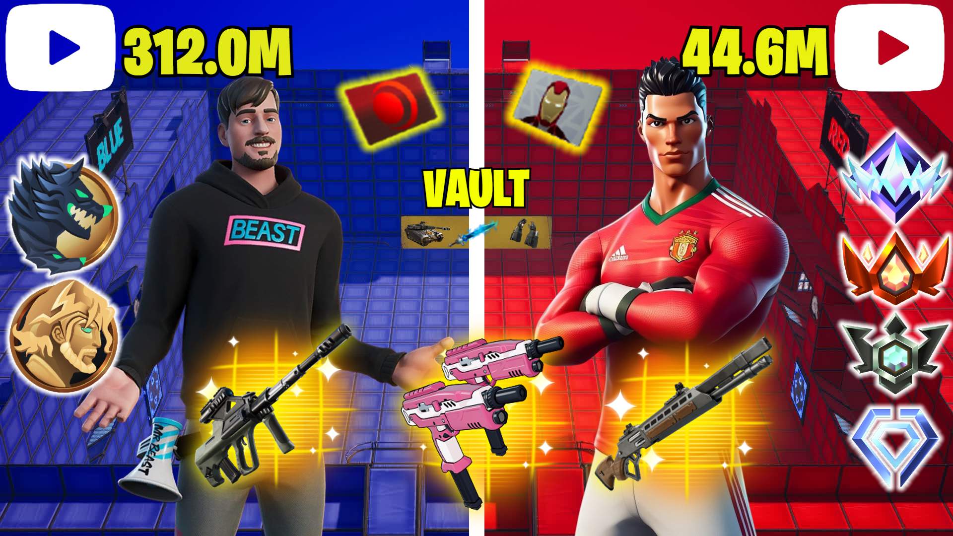 MEGA RED VS BLUE YOUTUBERS 🔴🔵